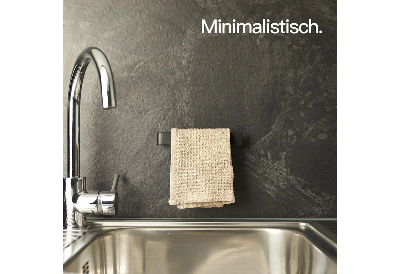 Designfabrik Hamburg Spültuchhalter Schwarz Aluminium Selbstklebend