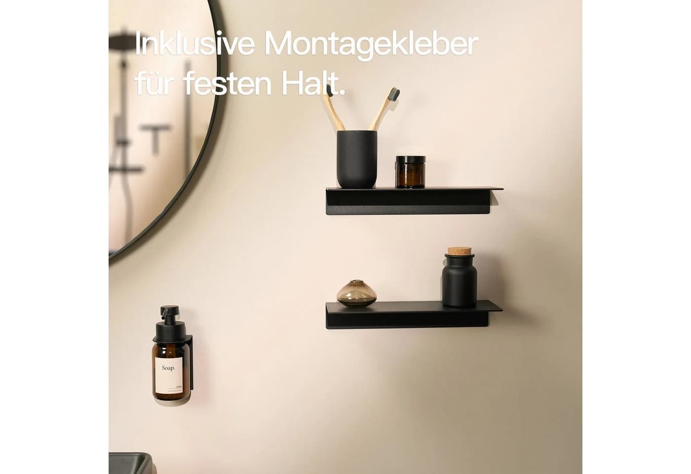 Designfabrik Hamburg Badregal DFHH KR Schwarz Ohne Bohren - Bild 4