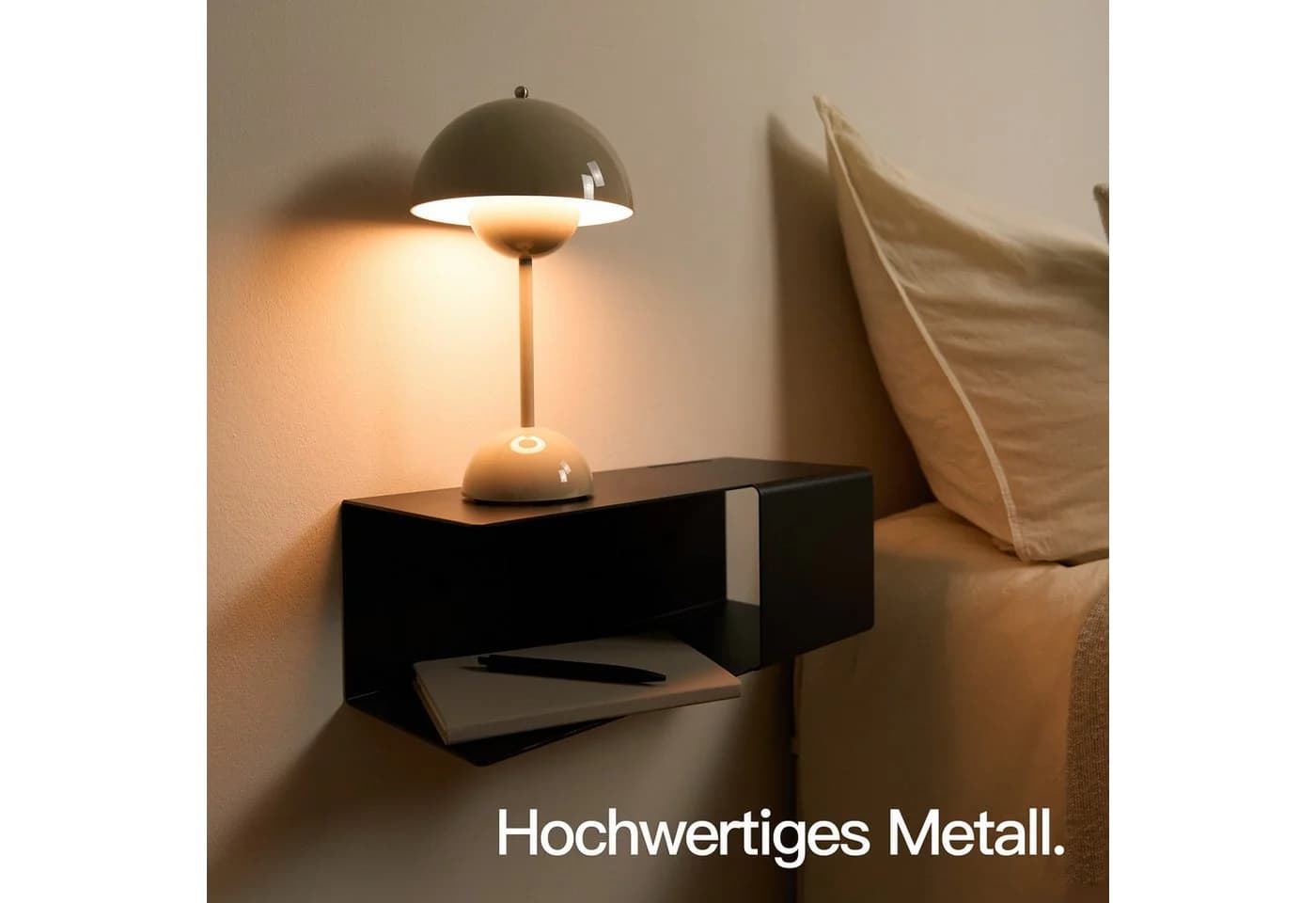 Designfabrik Hamburg Nachttisch schwebend Schwarz Aluminium - Bild 3