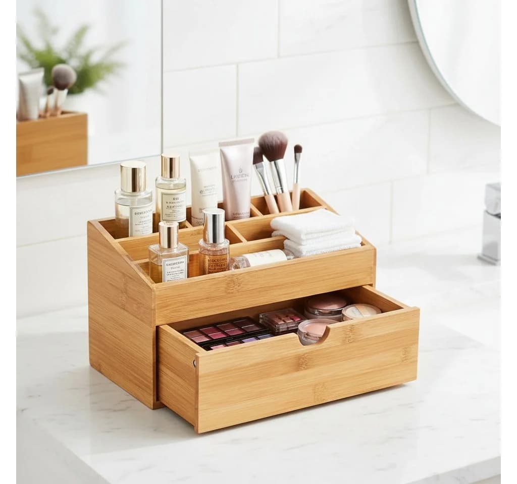 hausleben Schreibtisch Organizer Bambus mit Schublade 6 Fächer