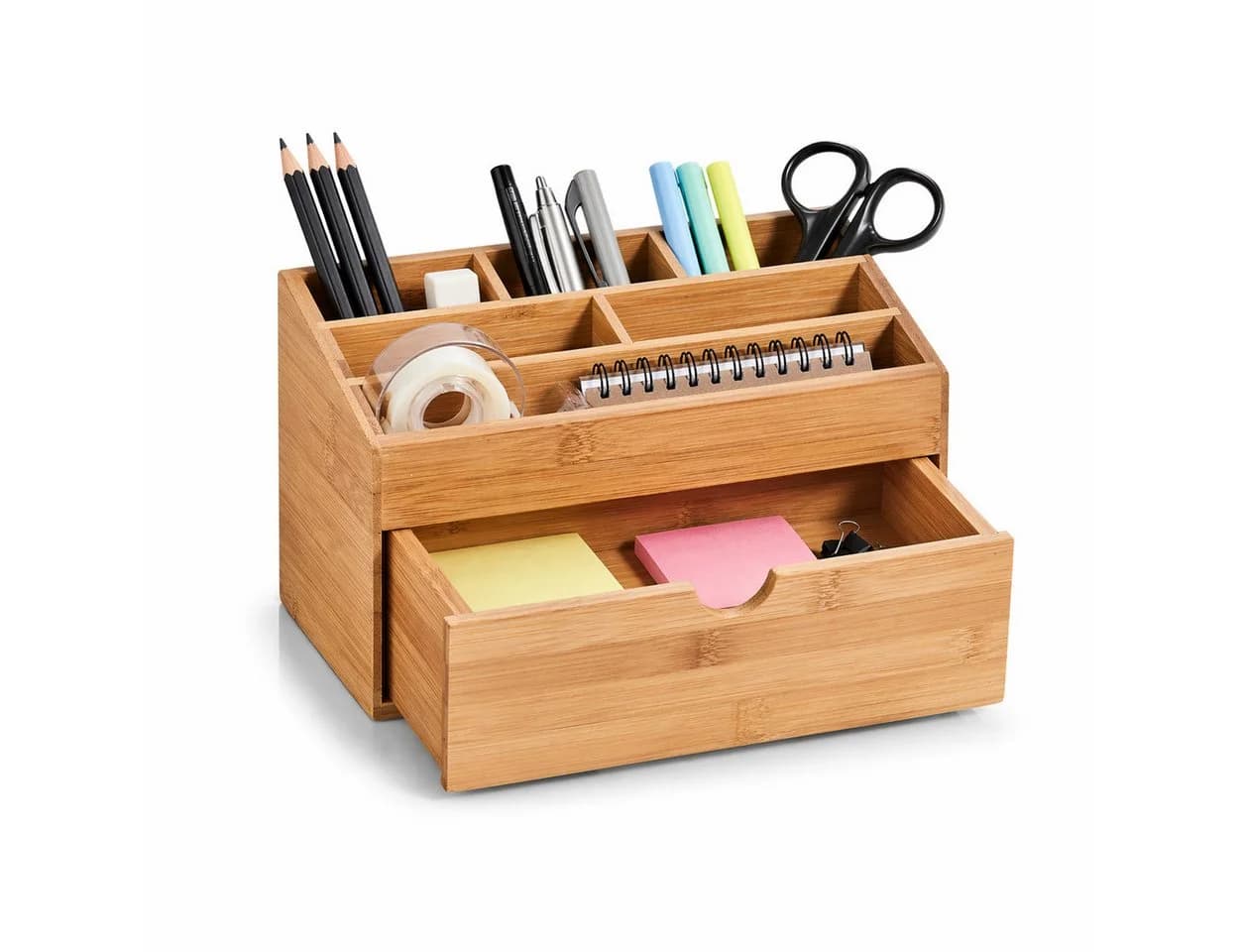 hausleben Schreibtisch Organizer Bambus mit Schublade 6 Fächer - Bild 2