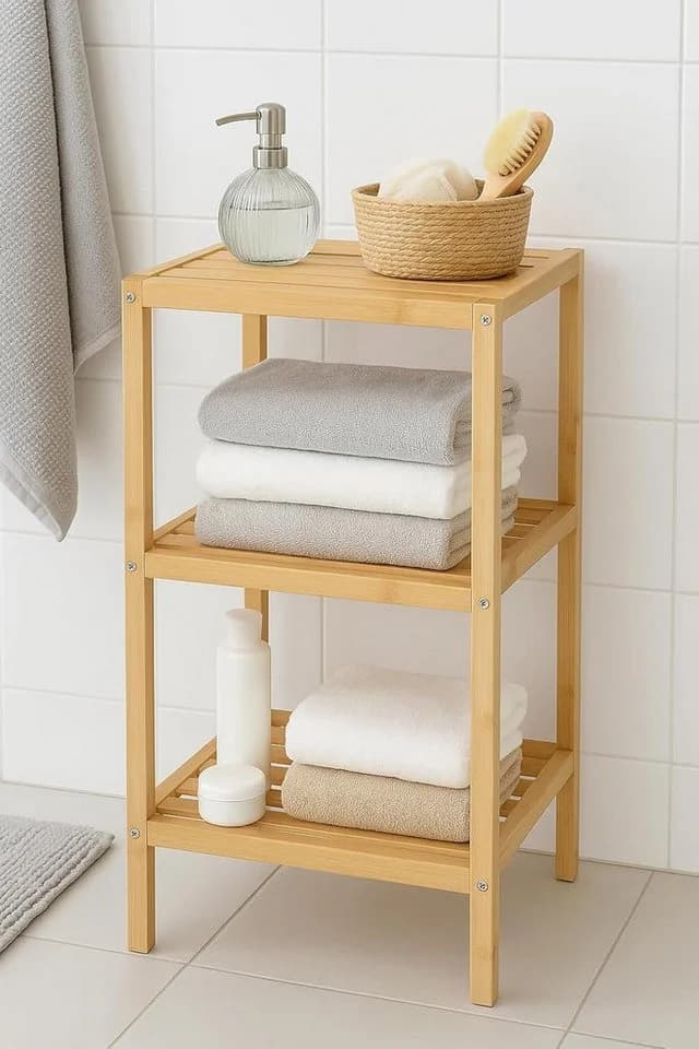 hausleben Regal Bambus mit 3 Böden, 77x30x33 cm
