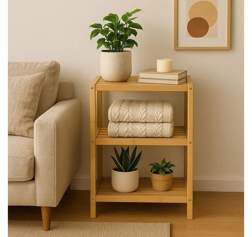 hausleben Regal Bambus mit 3 Böden, 77x30x33 cm - Bild 4