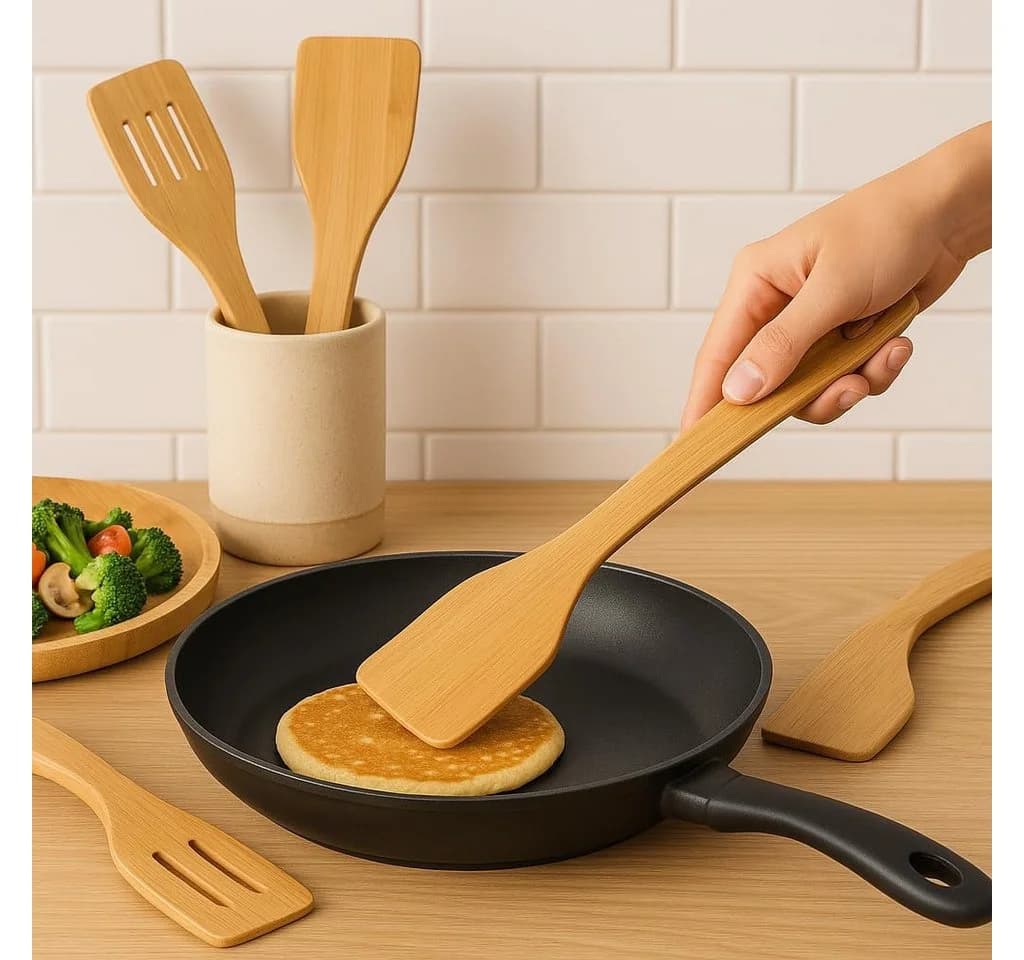 hausleben Pfannenwender Set 2-teilig Bambus Beige - Bild 3