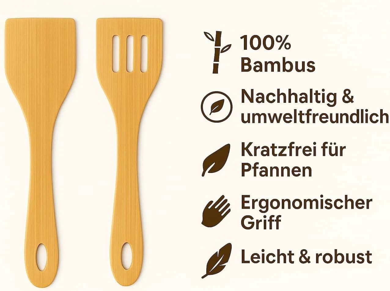 hausleben Pfannenwender Set 2-teilig Bambus Beige - Bild 5