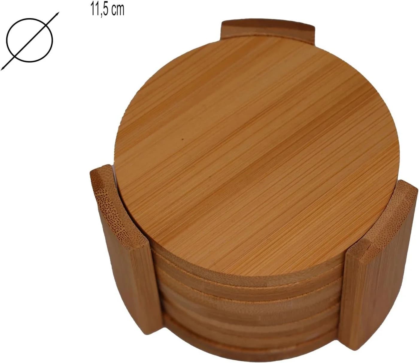 hausleben Glasuntersetzer 12er Set rund Bambus beige - Bild 5