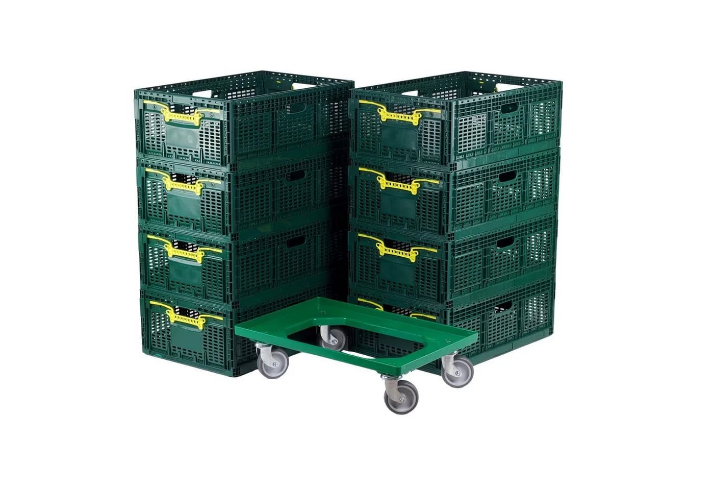 Logiplast Klappbox Set 8x grün + Transportroller 46L faltbar - Bild 2