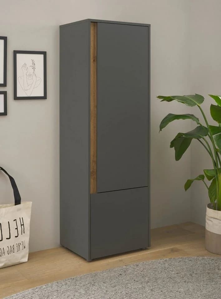 Furn.Design Aktenschrank Center Grau Wotan Eiche 2-türig 4 Ordnerhöhen