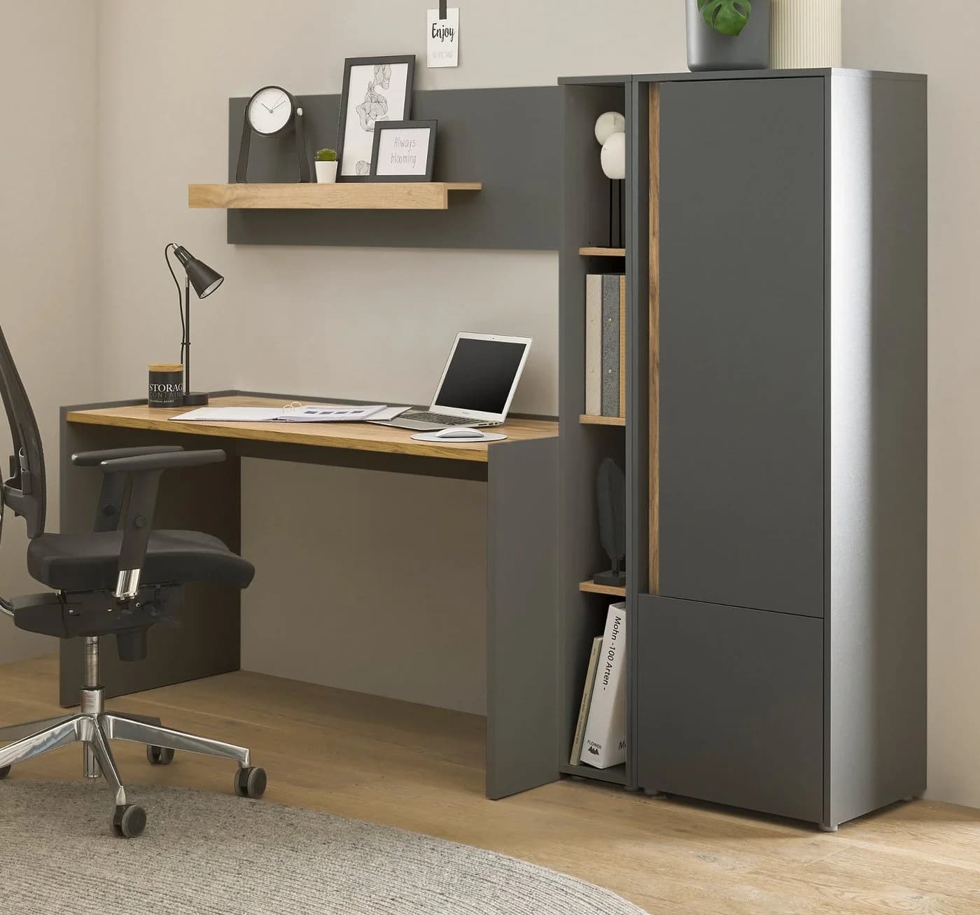 Furn.Design Aktenschrank Center Grau Wotan Eiche 2-türig 4 Ordnerhöhen - Bild 5