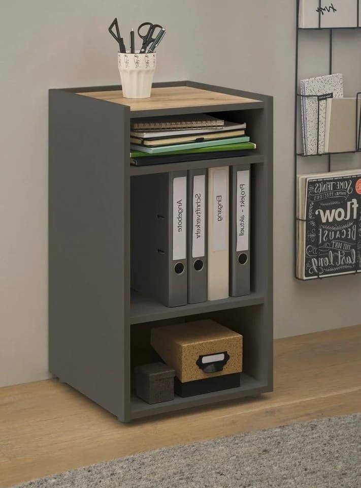 Furn.Design Container Center Büroregal Grau matt Wotan Eiche