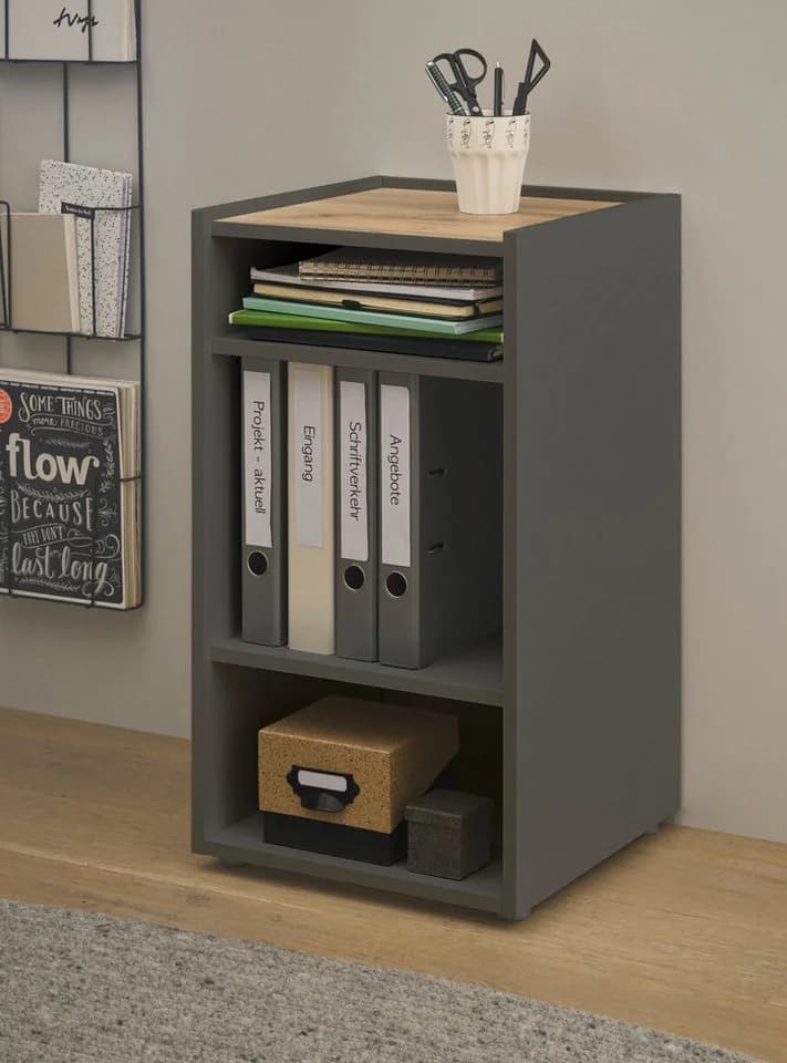 Furn.Design Container Center Büroregal Grau matt Wotan Eiche - Bild 5