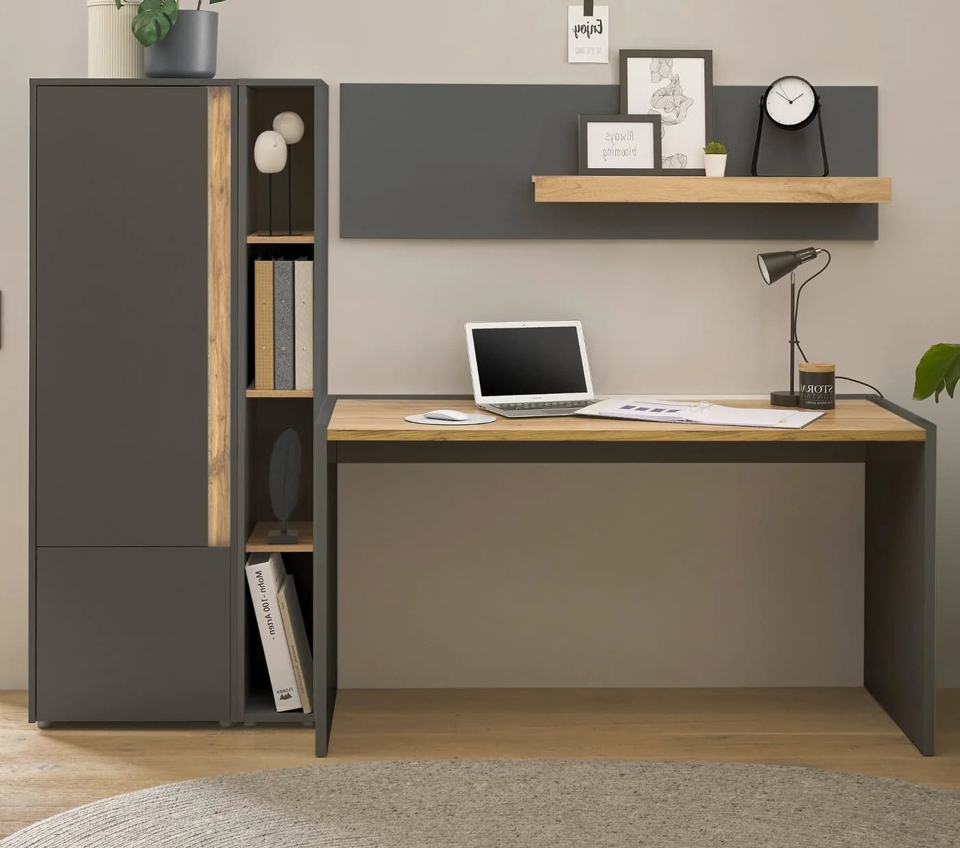Furn.Design Schreibtisch Center 4-teiliges Büromöbel Set Grau