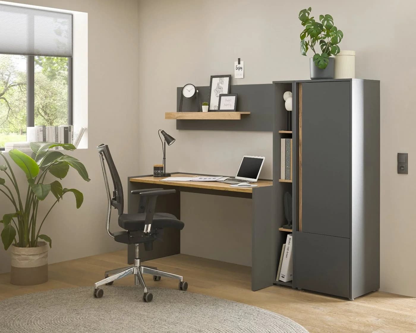Furn.Design Schreibtisch Center 4-teiliges Büromöbel Set Grau - Bild 5