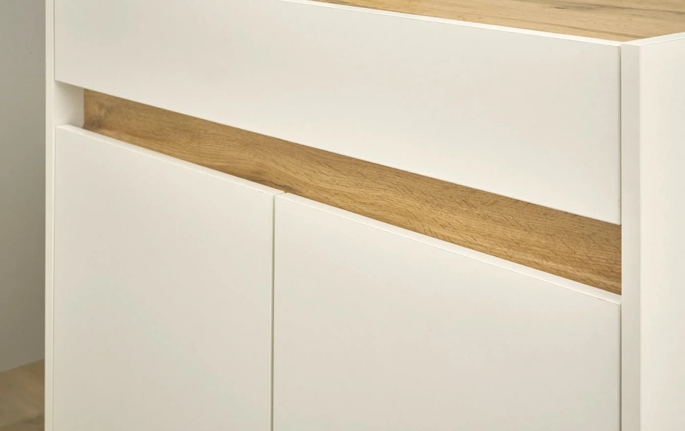 Furn.Design Schreibtisch Center Set Weiß Wotan Eiche 3-teilig - Bild 5