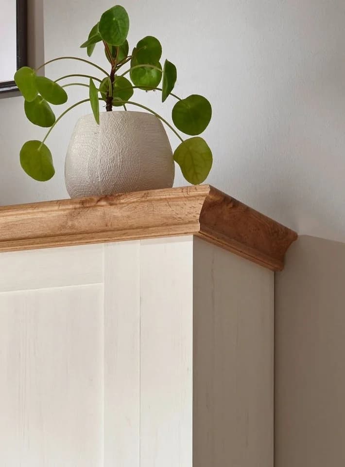 Furn.Design Stauraumvitrine Hemsby Landhausstil Pinie weiß Wotan Eiche - Bild 4