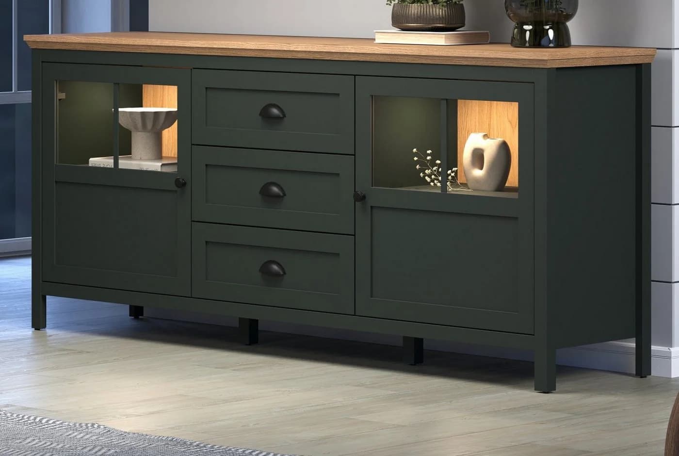 Furn.Design Sideboard Stanton Landhaus Grün Eiche LED - Bild 2