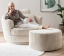 Furn.Design Loveseat Comfy Drehsessel Wollweiß mit Hocker Bild 1