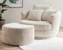 Furn.Design Loveseat Comfy Drehsessel Wollweiß mit Hocker Bild 2
