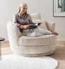 Furn.Design Loveseat Comfy Drehsessel Wollweiß mit Hocker Bild 3