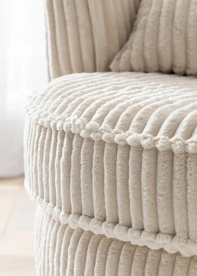 Furn.Design Loveseat Comfy Drehsessel Wollweiß mit Hocker - Bild 4