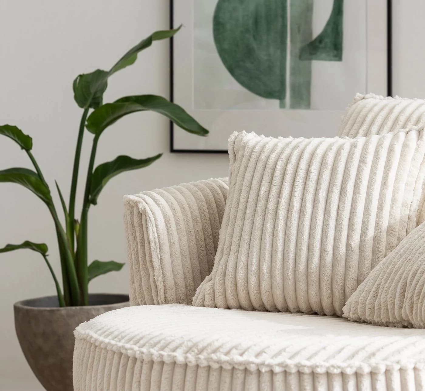 Furn.Design Loveseat Comfy Drehsessel Wollweiß mit Hocker - Bild 5