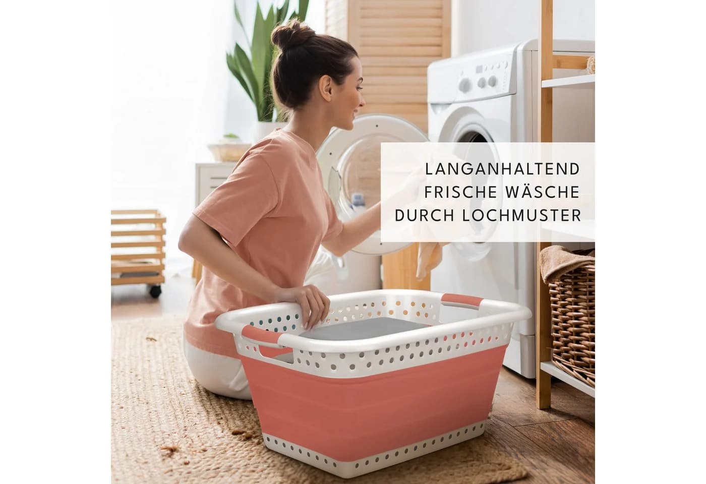 BADIONA Wäschekorb faltbar 2er-Set Grau/Weiß 36L - Bild 3