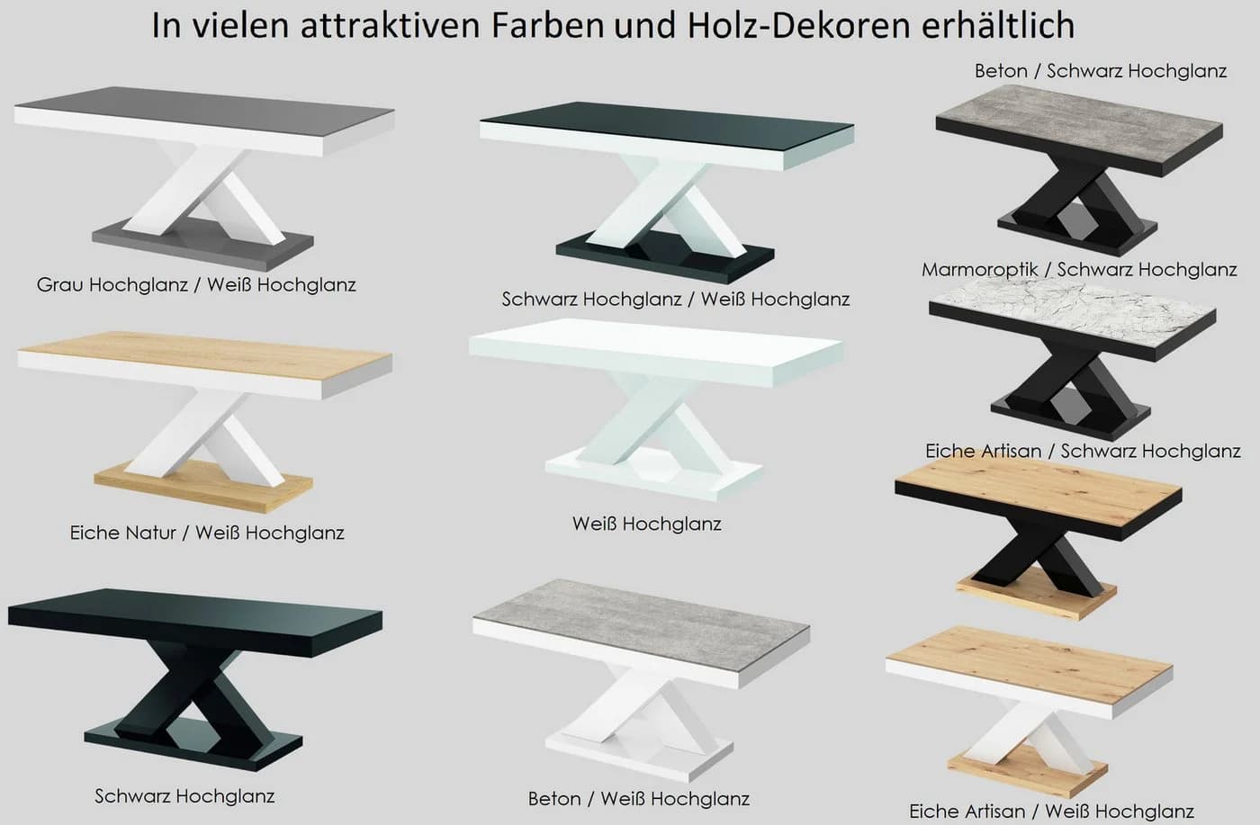 designimpex Couchtisch H-888 Weiß Hochglanz - Bild 5
