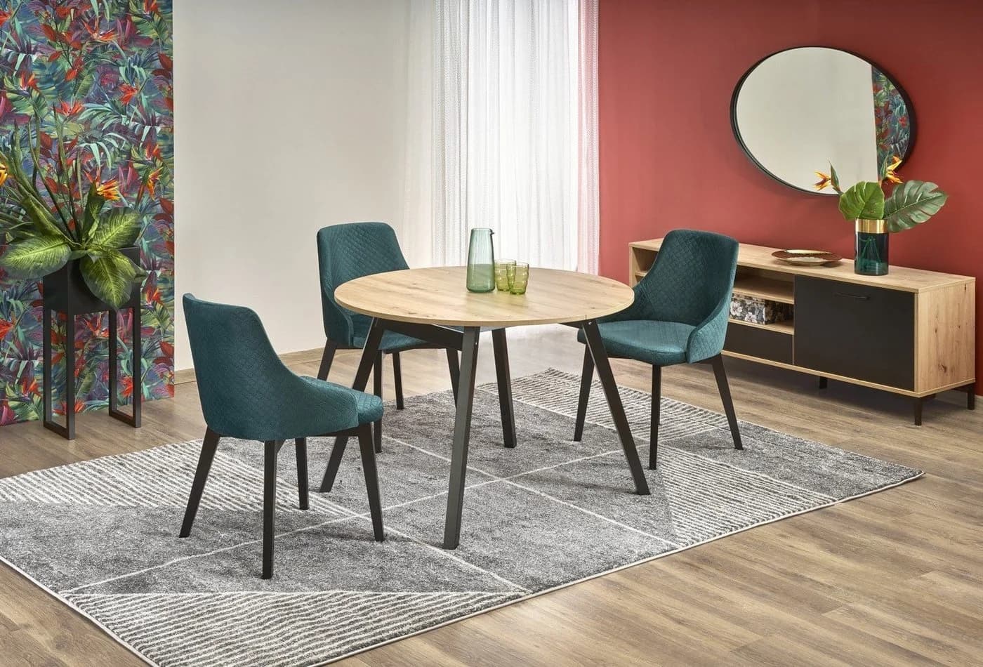 designimpex Esstisch HAR-111 Schwarz Eiche Artisan Ausziehbar
