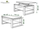 designimpex Multifunktions-Couchtisch Nuo höhenverstellbar Weiß/Anthrazit Bild 4