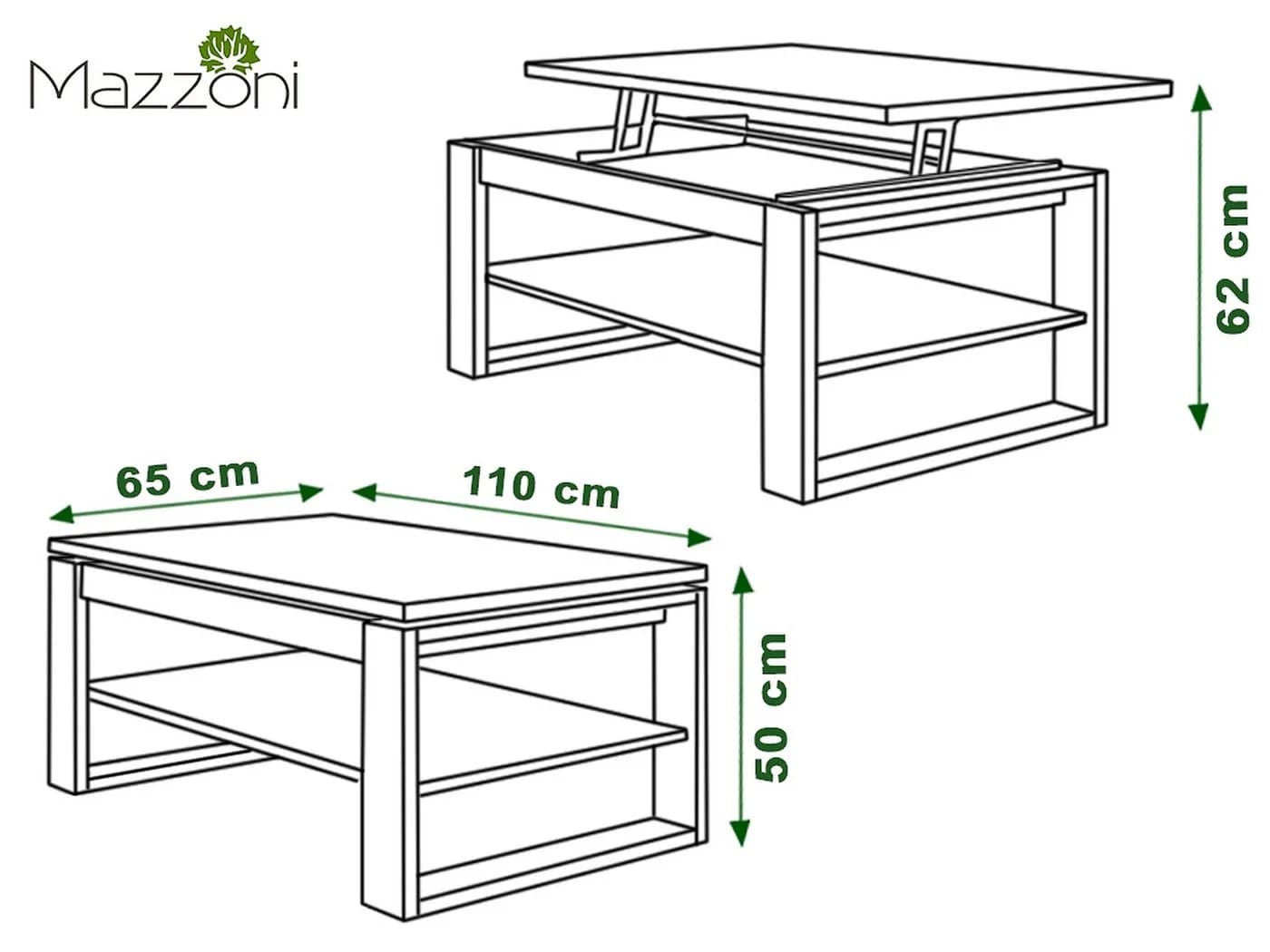 designimpex Multifunktions-Couchtisch Nuo höhenverstellbar Weiß/Anthrazit - Bild 4