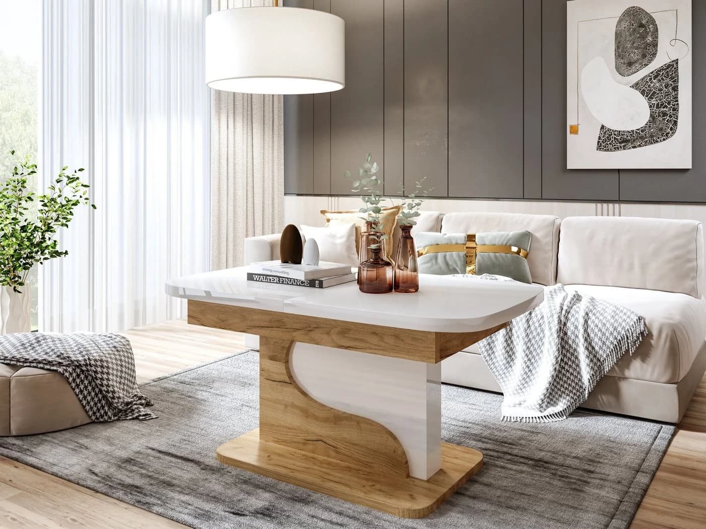 designimpex Couchtisch DA-111 weiß höhenverstellbar ausziehbar