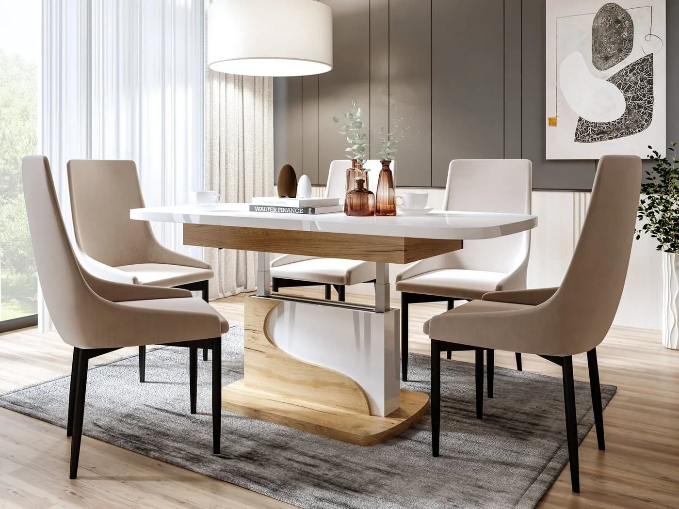 designimpex Couchtisch DA-111 weiß höhenverstellbar ausziehbar - Bild 3