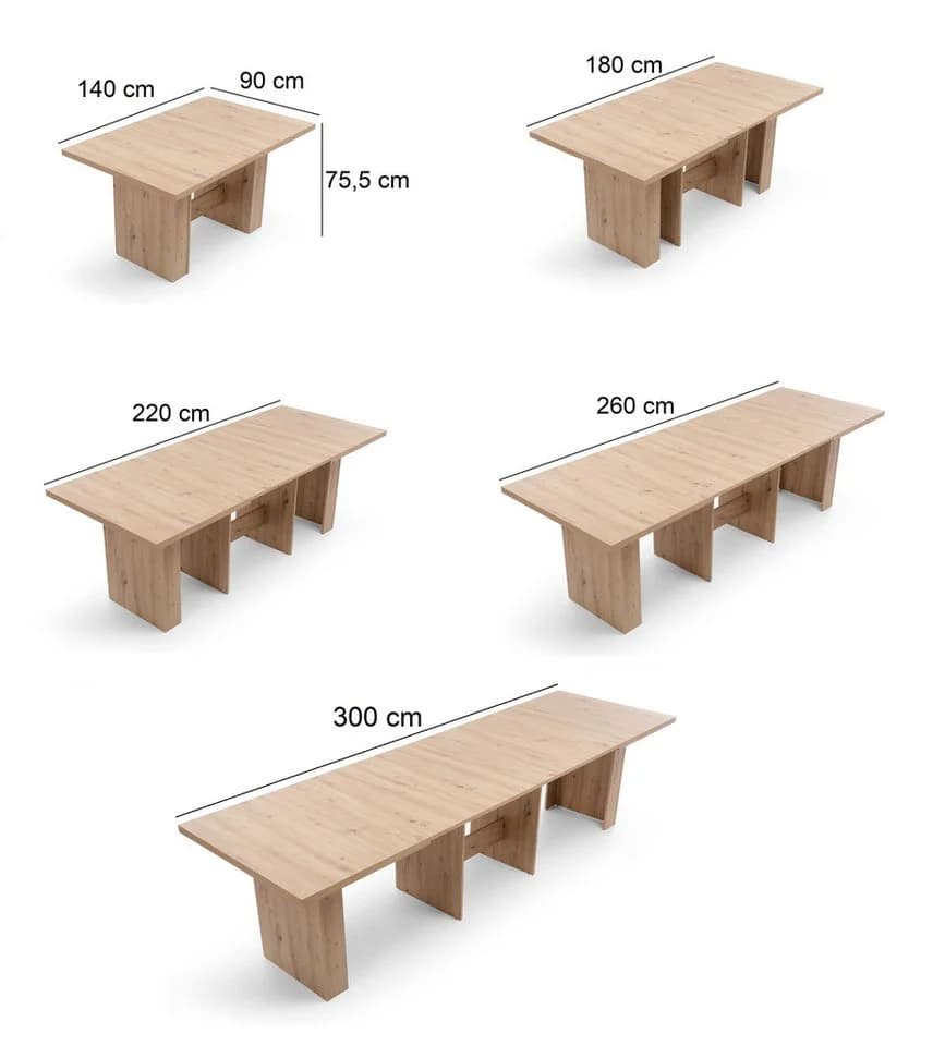 designimpex Esstisch Design WM-999 Eiche Riviera ausziehbar 140 - 300 cm - Bild 5