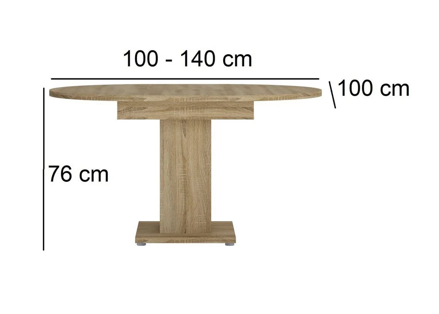 designimpex Esstisch WM-100 Sonoma Eiche rund ausziehbar 100 - 140 cm