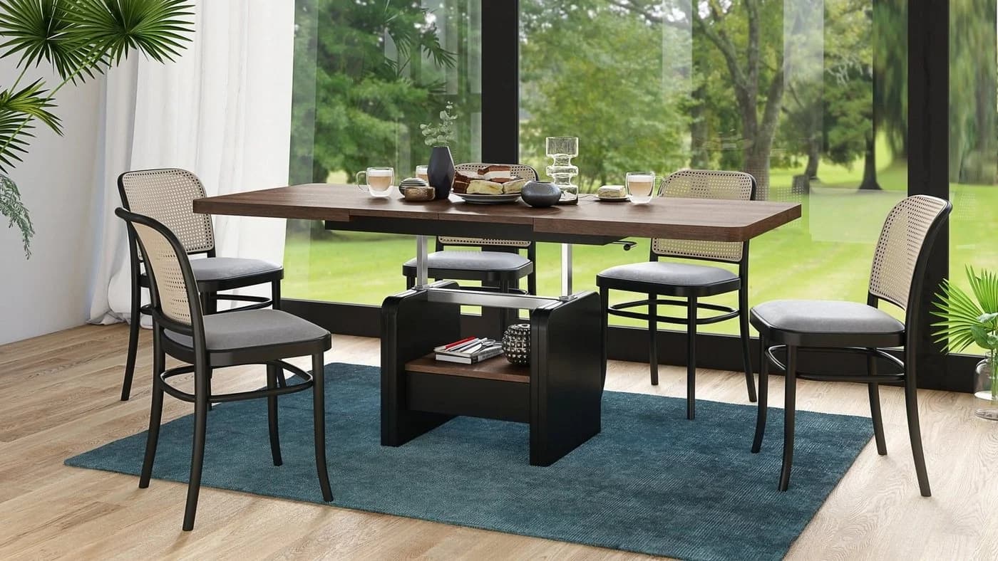 designimpex Lexus Couchtisch höhenverstellbar ausziehbar mit Schublade - Bild 3