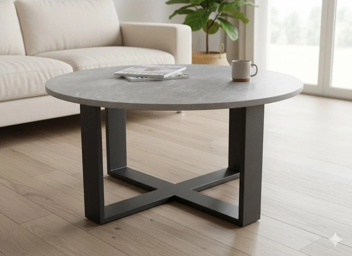 designimpex Couchtisch DA-333 Rund Grau/Schwarz