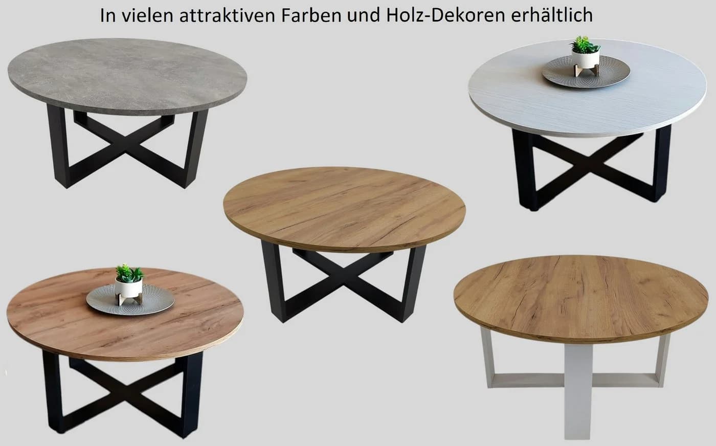 designimpex Couchtisch DA-333 Rund Grau/Schwarz - Bild 5