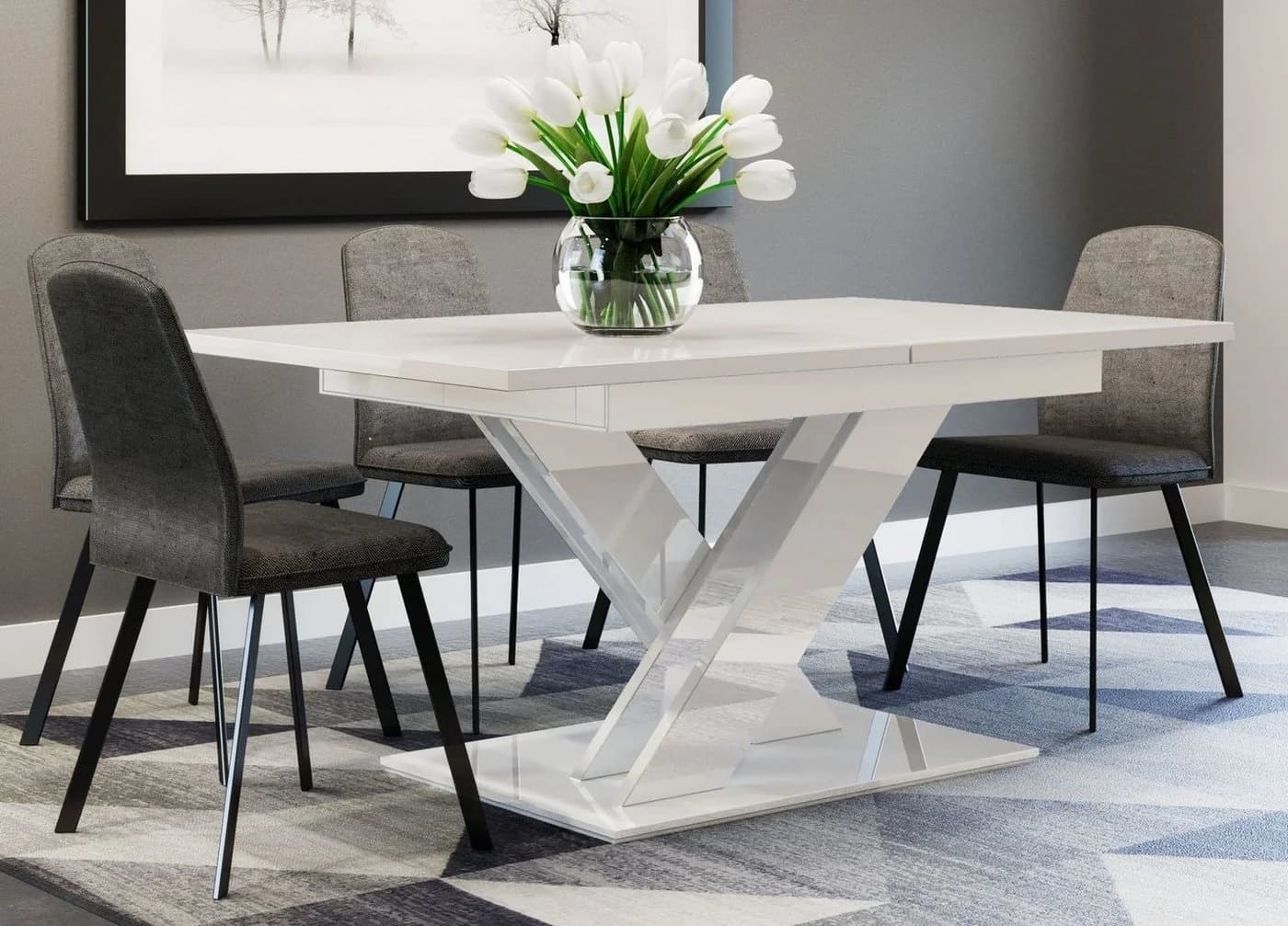 designimpex Esstisch PA-222 Ausziehbar Weiß - Bild 3