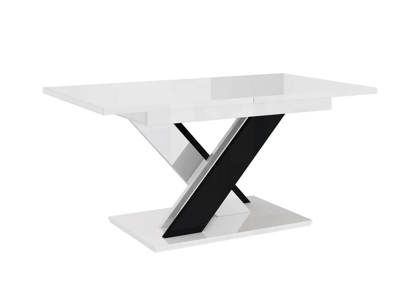 designimpex Esstisch PA-222 Weiß/Schwarz Hochglanz Ausziehbar - Bild 2