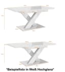 designimpex Esstisch PA-222 Weiß/Schwarz Hochglanz Ausziehbar Bild 4