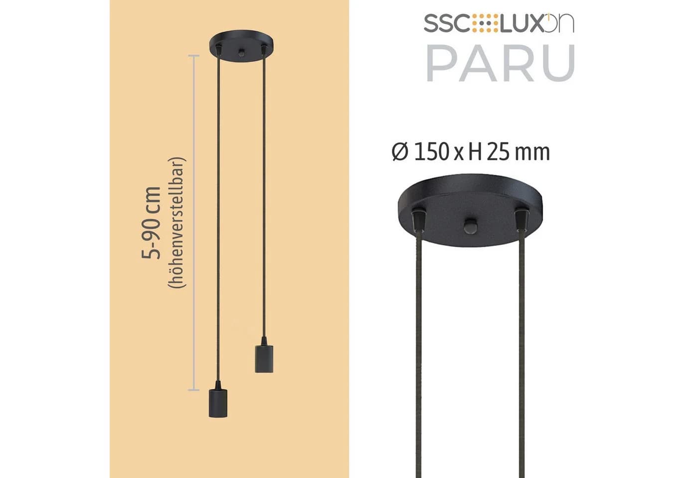 SSC-LUXon PARU Pendelleuchte 2-flammig Schwarz Retro Industrial - Bild 5