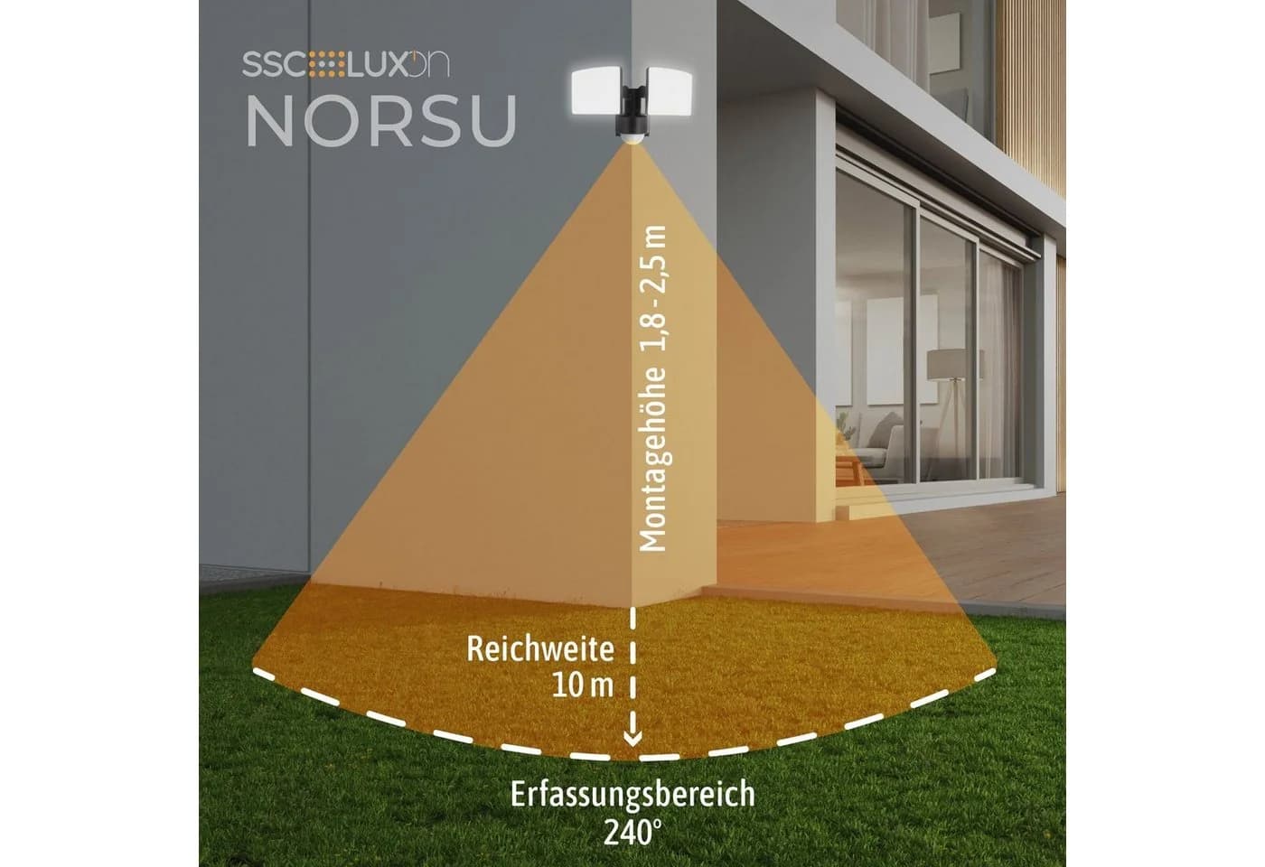 SSC-LUXon NORSU LED Wandstrahler Schwarz Bewegungsmelder IP65 - Bild 4
