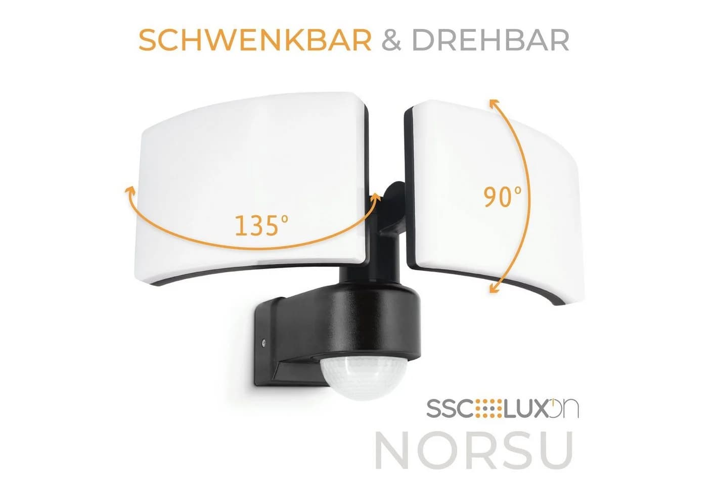 SSC-LUXon NORSU LED Wandstrahler Schwarz Bewegungsmelder IP65 - Bild 5