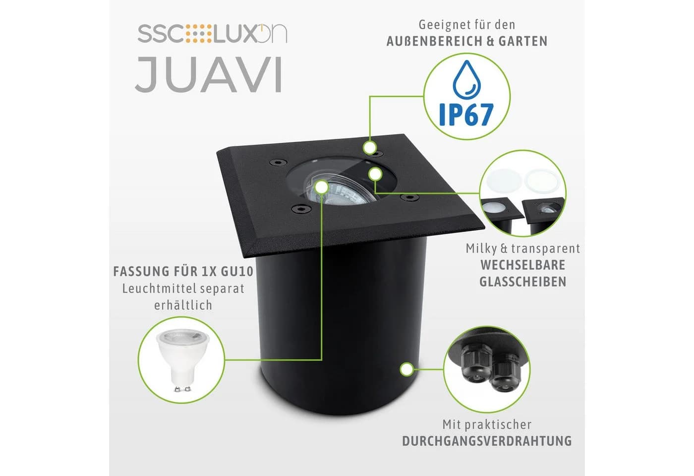 SSC-LUXon LED Gartenstrahler Bodeneinbaustrahler Schwarz - Bild 4