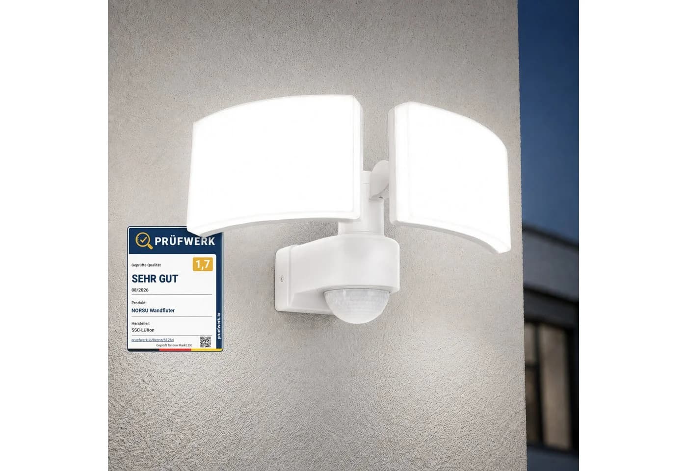 SSC-LUXon LED Außen-Wandleuchte NORSU mit Bewegungsmelder IP65 Neutralweiß - Bild 2