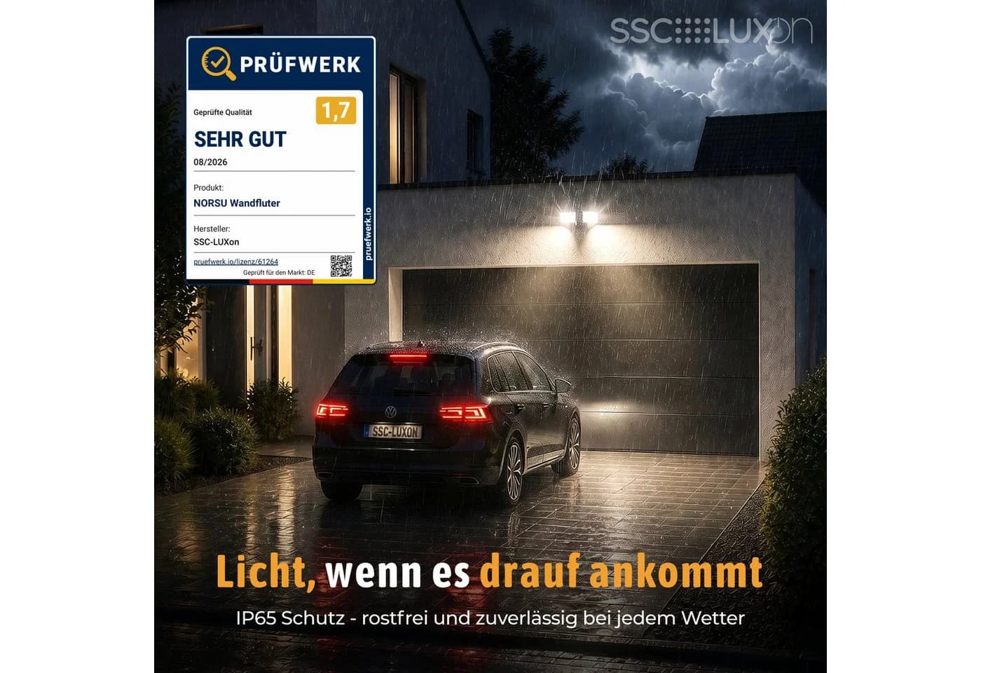 SSC-LUXon LED Außen-Wandleuchte NORSU mit Bewegungsmelder IP65 Neutralweiß - Bild 3
