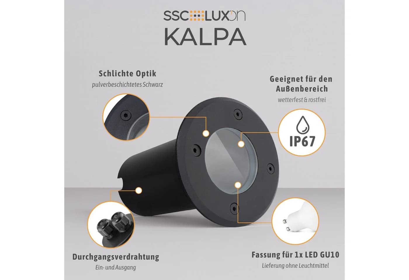 SSC-LUXon LED Gartenstrahler KALPA Bodeneinbauleuchte rund schwarz - Bild 3