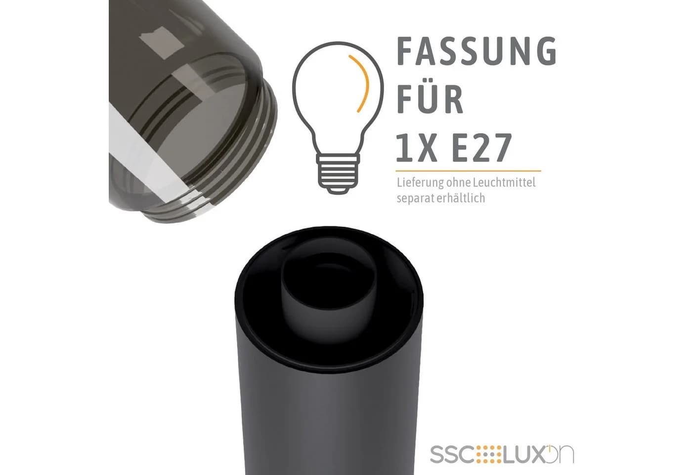 SSC-LUXon VARDA Wegeleuchte mit Steckdose E27 Schwarz - Bild 5