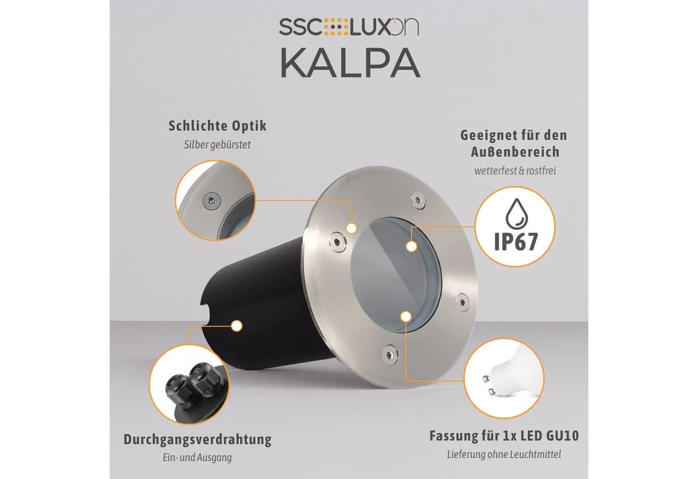 SSC-LUXon LED Gartenstrahler KALPA rund silber IP67 - Bild 3
