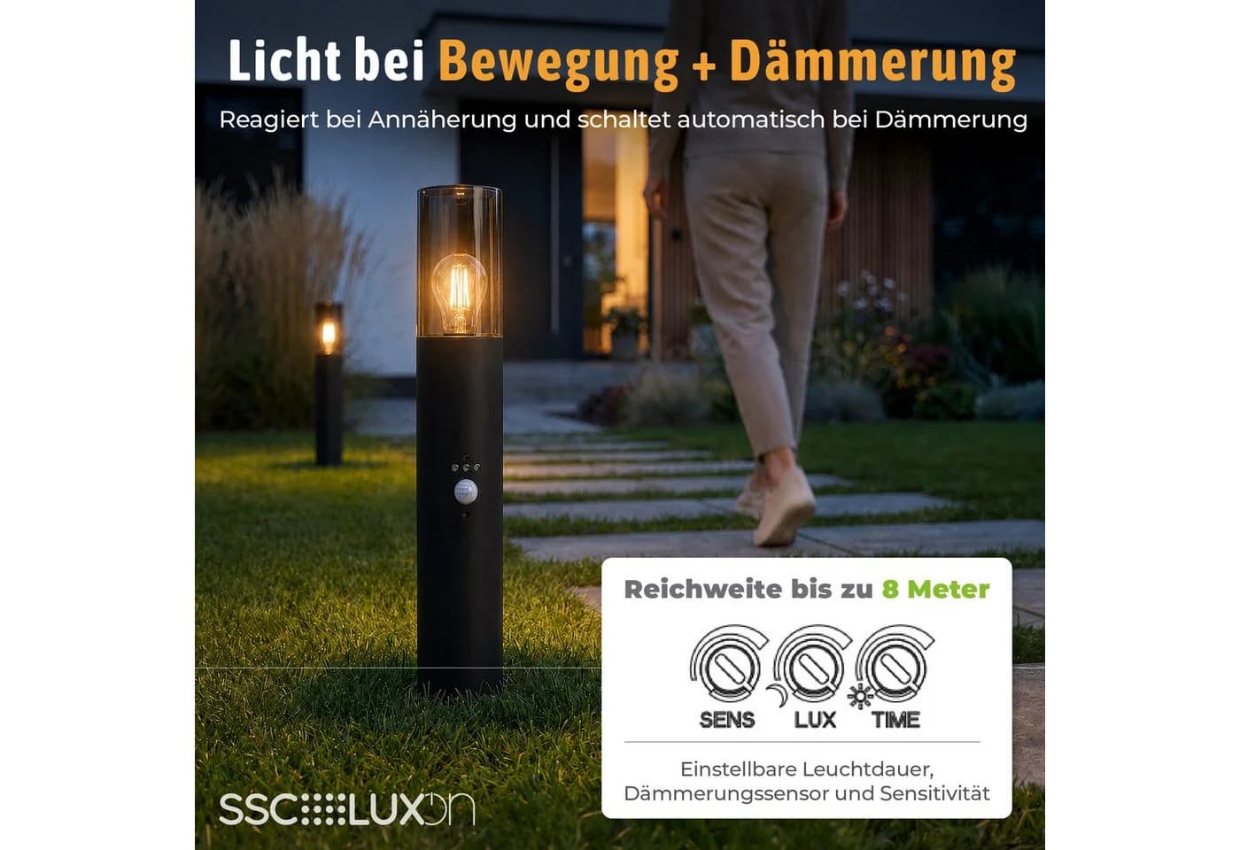 SSC-LUXon VARDA LED Gartenstrahler Schwarz mit Bewegungsmelder Smart WLAN - Bild 3